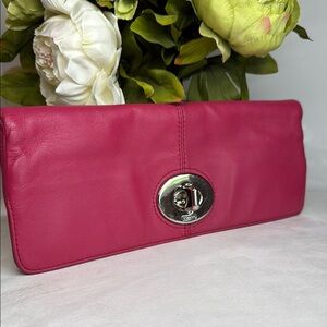 Vintage Pink Coach Madeline Slim Foldover Clutch